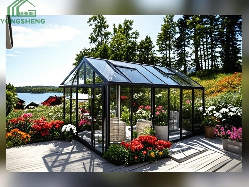 glass greenhouse, garden greenhouse, black greenhouse,Black modern glass greenhouse for garden